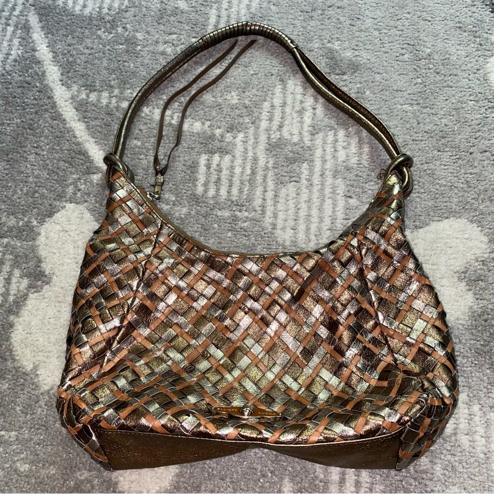 Vintage Elliott Lucca Gold Metallic Braided Slouchy Shoulder Bag